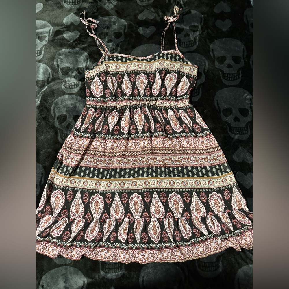 Black and Pink Paisley boho Dress (juniors)